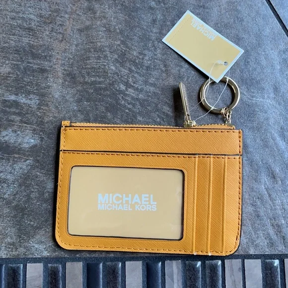 Michael Kors Jet Set Travel Marigold Small Top Zip Coinpouch with ID Key Holder